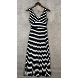 Anthropologie Puella Dress‎ Womens XS Black White Striped Sleeveless Maxi Jersey